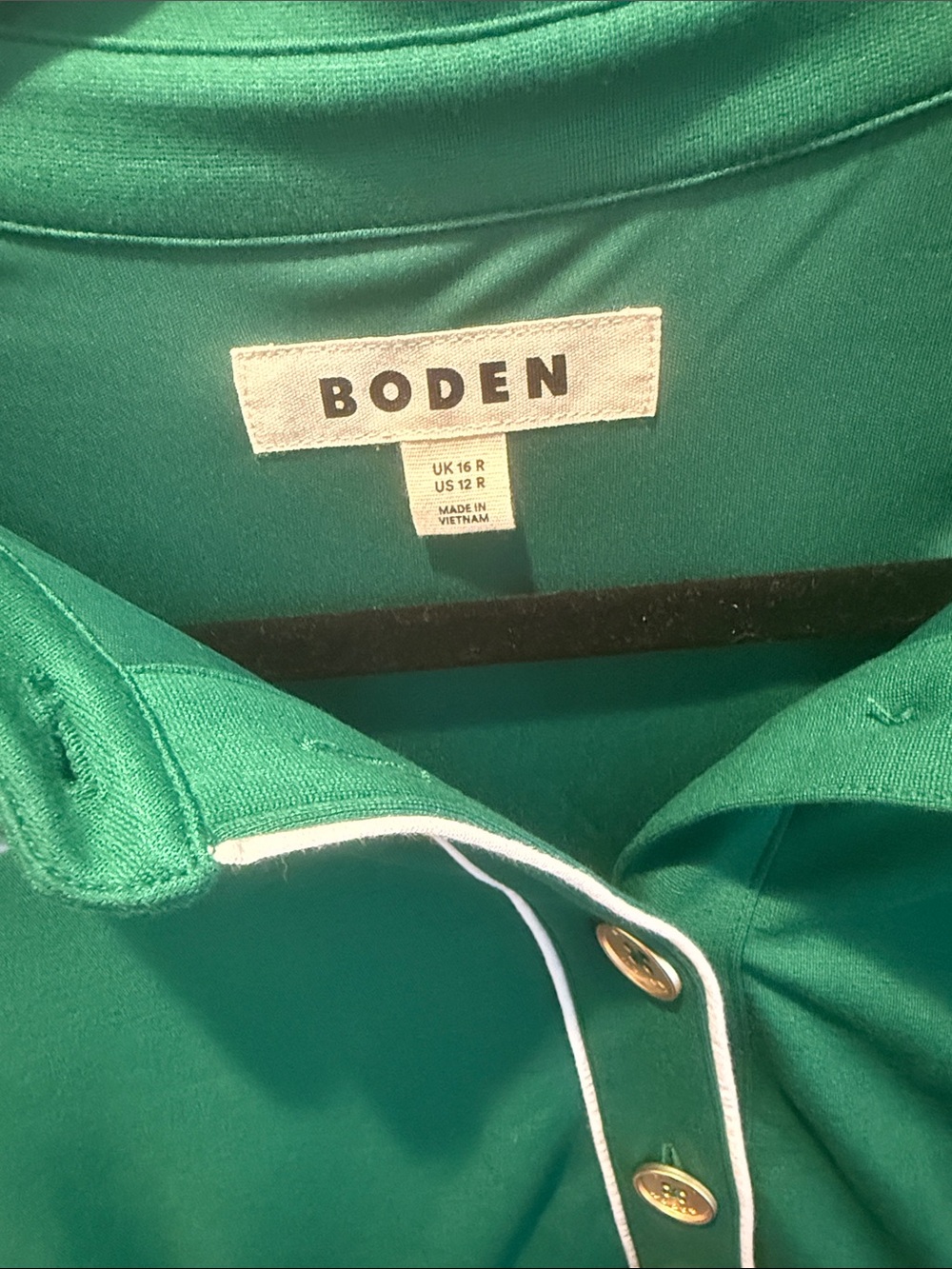 Boden Green Midi Polo Dress with White Piping - Picture 2 of 4